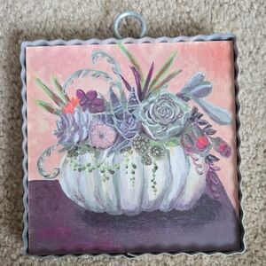 Floral Wall Art with White and Purple Accents